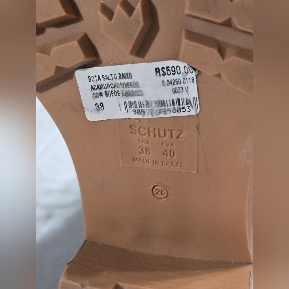 Schutz Green Suede Women's Combat Moto Boots - Picture 10 of 13